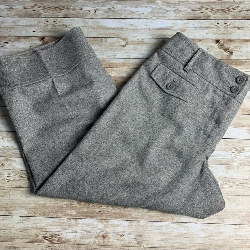 Loft Wool Blend Gouchos grey Marisa button legs silk lined EUC 12 😍